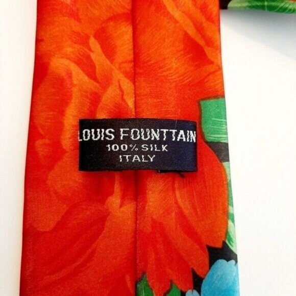 LOUIS FOUNTTAIN | Italy 100% Silk Floral Men's Necktie Vintage - Picture 5 of 9